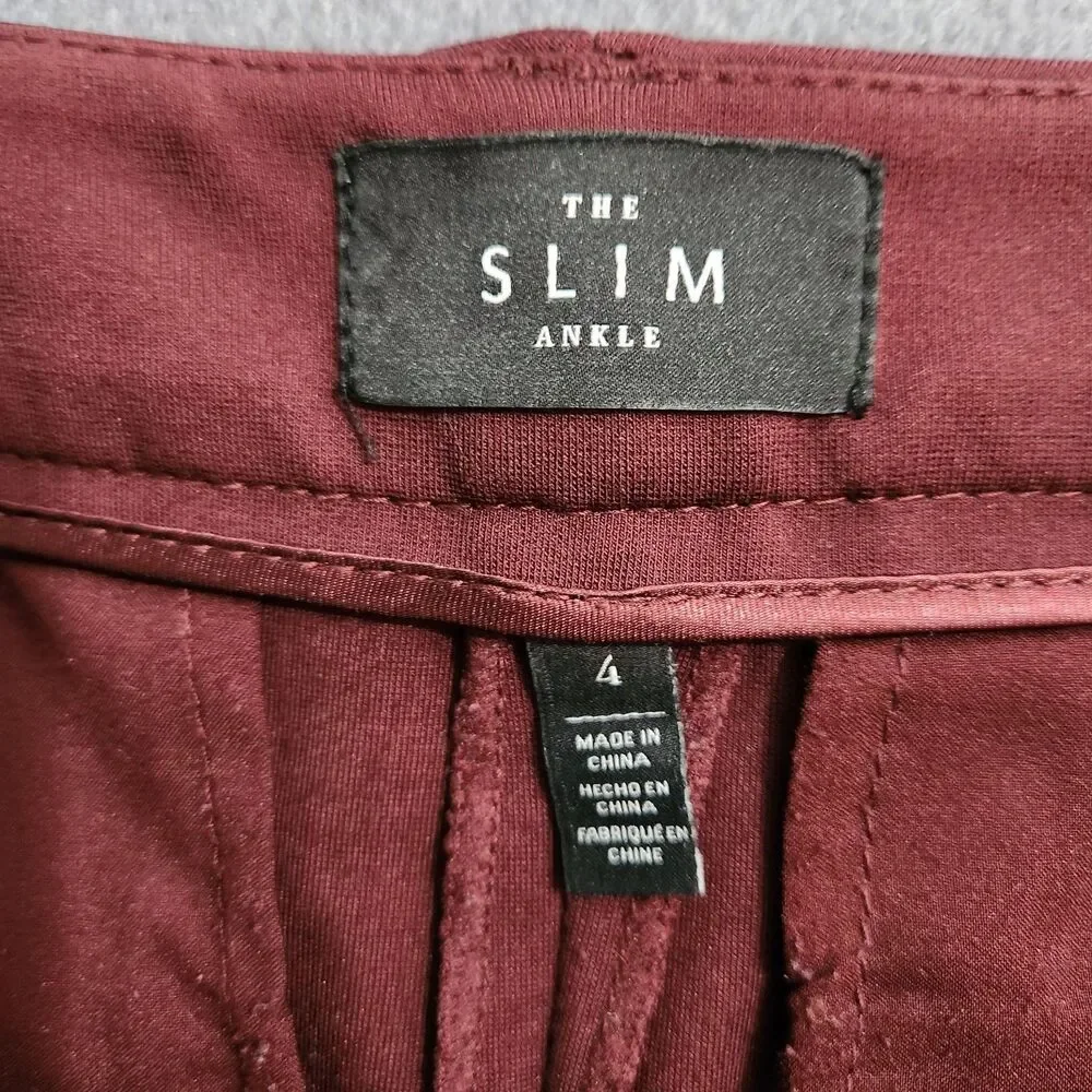 WHBM Dress Pants Women 4 Burgundy Low Rise The Slim Ankle